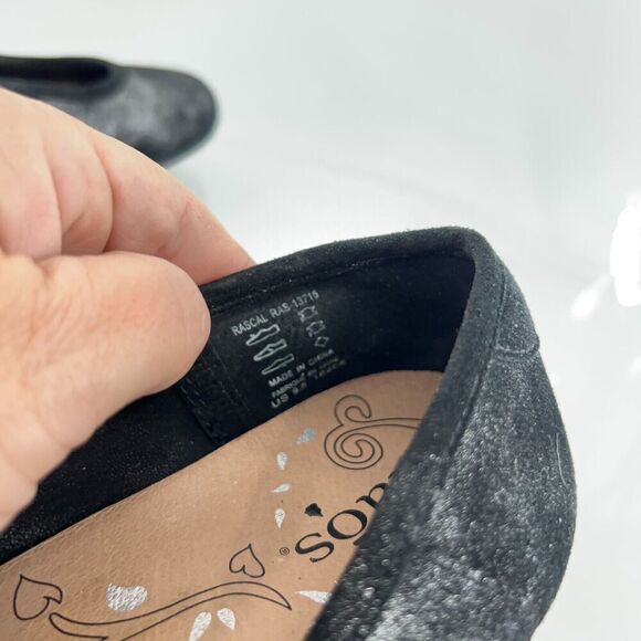 Taos Rascal Ballet Flats Women's 9.5 Black Metallic Leather Slip On Casual - Picture 11 of 12